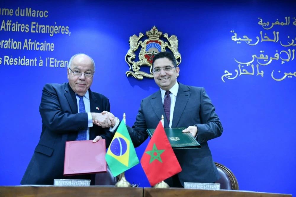 Le ministre des Affaires étrangères, de la coopération africaine et des Marocains résidant à l’étranger, Nasser Bourita recevant, le 7 juin 2024 à Rabat, le ministre des Relations extérieures de la République fédérative du Brésil, Mauro Vieira.