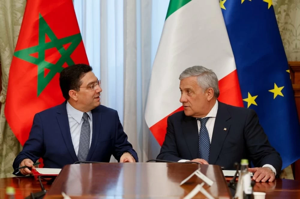 Le ministre des Affaires étrangères, Nasser Bourita et son homologue italien, Antonio Tajani.