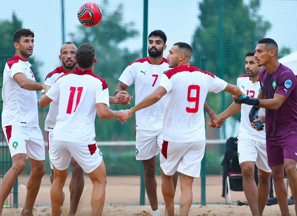 Les Lions de Beach soccer ont effectué une dernière séance d'entraînement au complexe Mohammed VI de football, lundi, avant de mettre le cap sur l'Egypte. Ph FRMF.