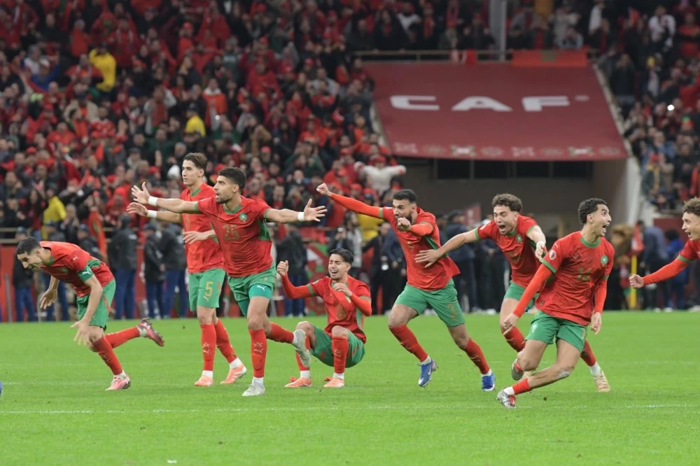 La joie des Lions de l'Atlas après le penalty victorieux de Youssef En-Nesyri face au Nigeria. Ph. Saouri