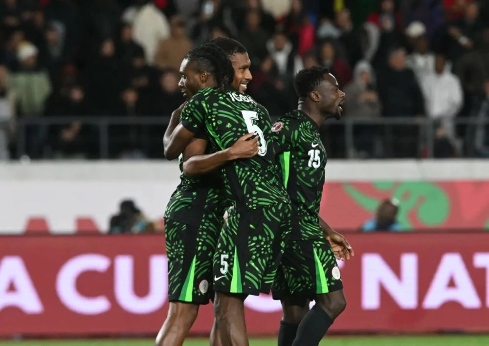 Nigeria players celebrate  during 2025 Africa Cup of Nations 3rd and 4th place playoff match between Egypt and Nigeria on the 17 January 2026 at Mohamed V Stadium  in Casablanca ©Sydney Mahlangu/BackpagePix