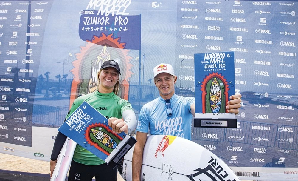Morocco Mall Junior Pro de surf : Lukas Skinner et Sol Borelli s’imposent sur les vagues de Aïn Diab